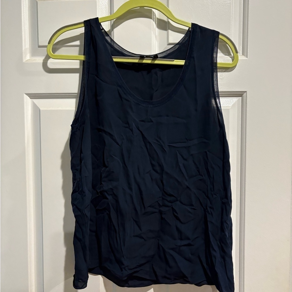 Theory silk tank top dark navy blue sz L